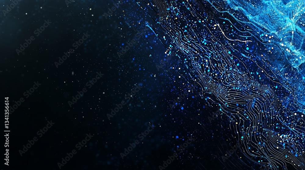 Poster the concept of digital technology is represented through an abstract and futuristic design with poly