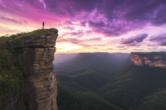 Reeds Lookout in the Grampians National Park, Australia, has a guy standing on it