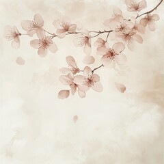 Soft pastel cherry blossom painting on textured background