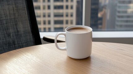 Coffee Break in Modern Office with City View