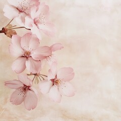 Soft pastel cherry blossom painting on textured background