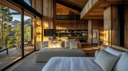 Naklejka premium Cabin getaways offer relaxation and a chance to reconnect with nature.