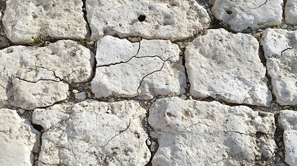 Obraz premium Cracked stone pavement, outdoor texture