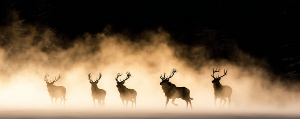 silhouette of a deer in the mountains