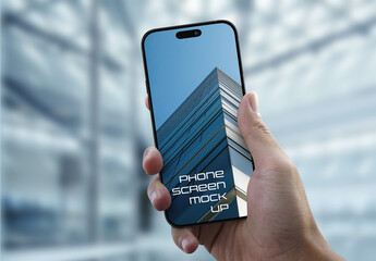 Mockup of Mobile Phone Screen in Hand