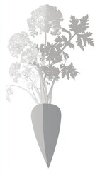 Elegant Botanical Illustration of Root Vegetables and Herbs