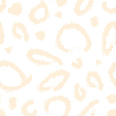 Black pattern with naive hand drawn beige circles in the doodle style