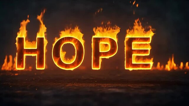 HOPE text animation with fiery effects on dark background for dramatic visuals