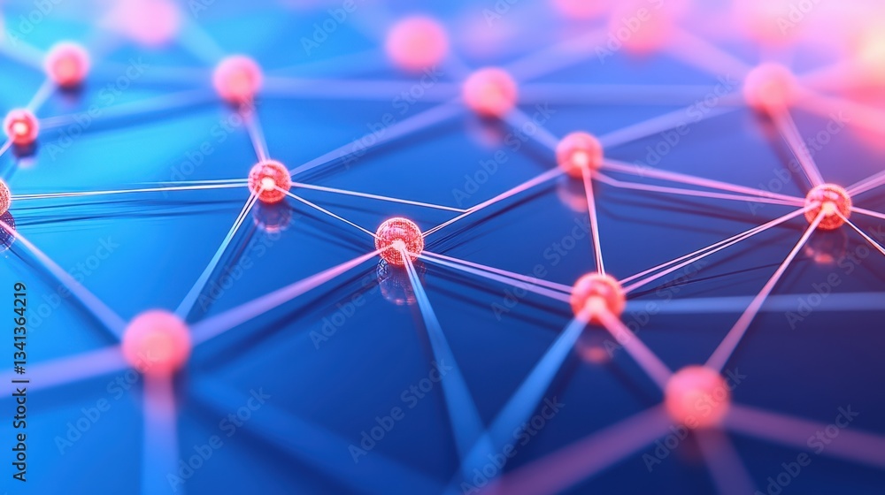 Poster a colorful abstract depiction of a network of interconnected nodes, illustrating concepts of connect