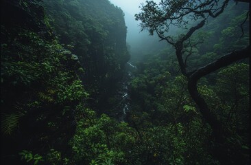 The exploration of a mountain valley with steep cliffs and jungle vegetation is a thrilling adventure
