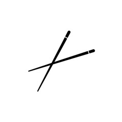 Oriental Dining: a pair of crossed chopsticks. The composition of two sticks conveys a sense of balance and harmony, the graphic captures a culture symbol.