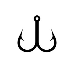 Close-up of a metal fishing hook with two pointed ends, showcasing its simple and functional design.