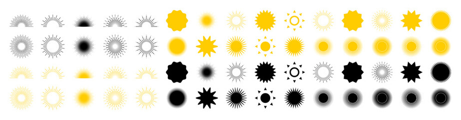 Sun yellow vector icon. Sunshine icons