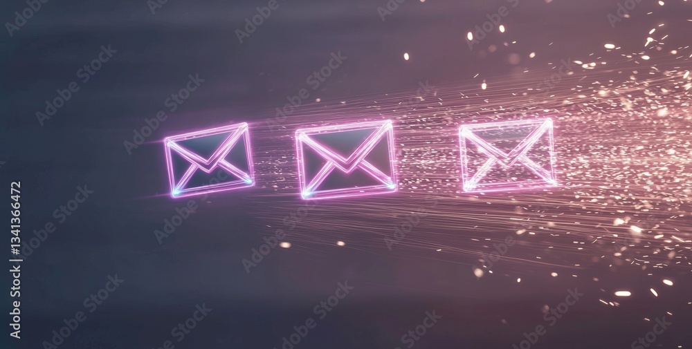 Poster a point of view motion blur effect is applied to an abstract concept of email that features high-spe