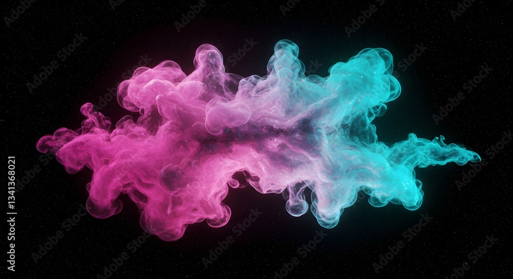 Poster nebulous aurora: ethereal clouds of color in cosmic void, fantasy background