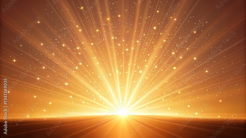 Leinwandbilder Vibrant rays of golden light burst from a central point, creating a dazzling effect.