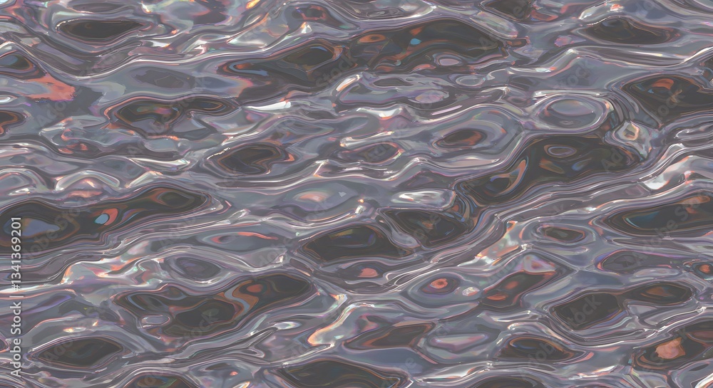 Poster captivating iridescent fluid texture with abstract wave patterns and shimmering highlights