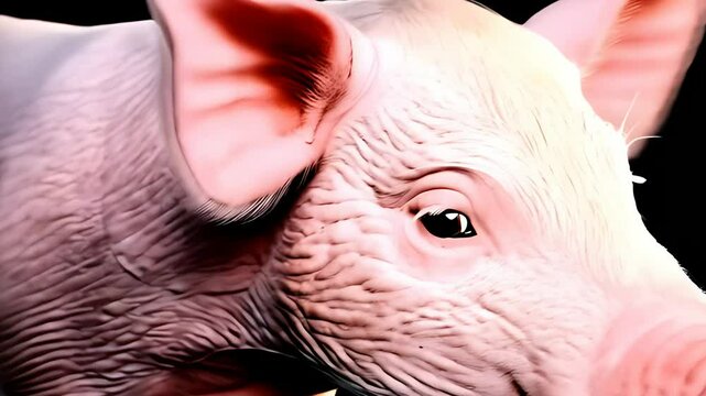 a pig a pig moving its head and ears