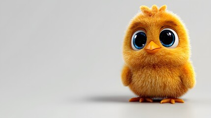 3D chick, cartoon, on a clear, clean white background