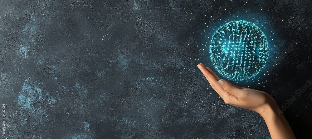 Aufkleber digitization and software code fill the head, connecting stock concepts to the online world