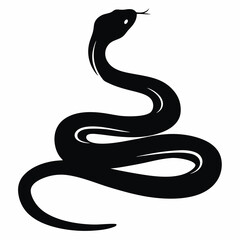 Fototapeta premium Coiled snake silhouette with raised head