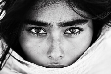 Fototapeta premium Intense eyes in black-and-white