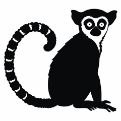 Obraz premium Ring-tailed lemur sitting silhouette icon