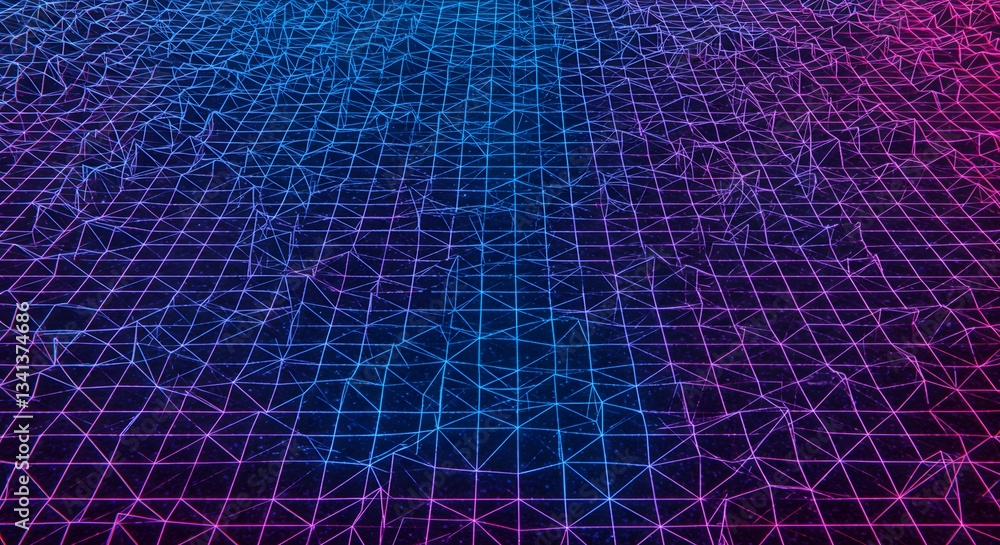 Poster abstract futuristic grid background with vibrant neon gradient colors