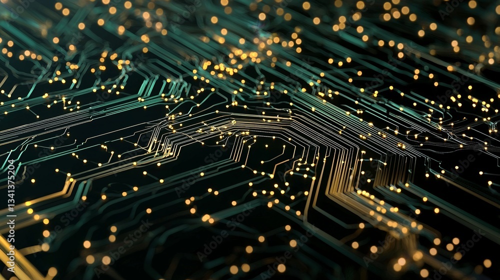Aufkleber green and yellow digital lines in a futuristic design are used to depict the concept of connectivity