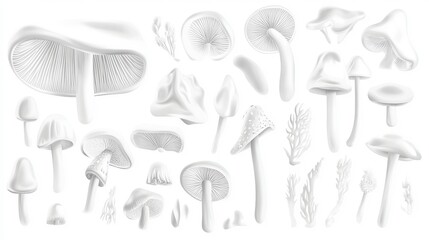 A Stunning Collection of Detailed White Mushrooms