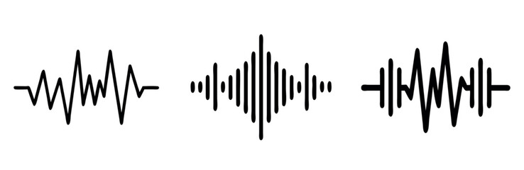 Abstract Sound Wave Vector Design, Sound Wave Forms with Fluctuating Amplitude and Frequency. Modern Audio Visual Wave Elements