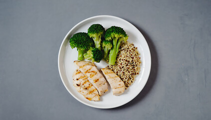 Healthy meal with chicken, broccoli and quinoa