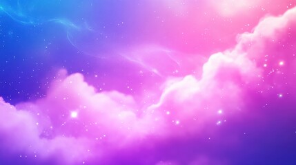 Naklejka premium A dreamy blend of pink and purple clouds against a starry night sky, creating a mystical, ethereal atmosphere.