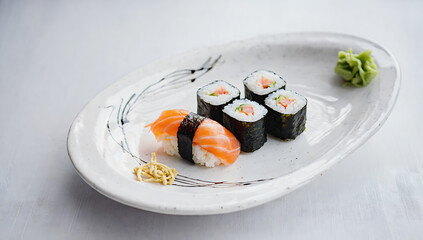 Sushi assortment on a plate