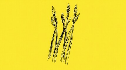 Asparagus Illustration on a Vivid Yellow Background