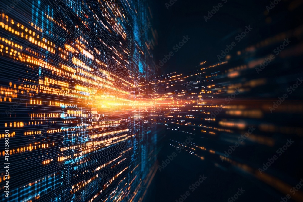 Poster the blockchain network concept is illustrated on a technology-themed background
