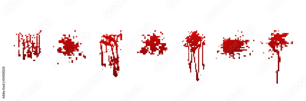 Aufkleber various red paint splatters with drips and uneven edges in different shapes and sizes displayed.