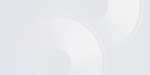 Modern white background with white circle lines digital future simple abstract
