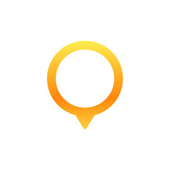 Bright gradient location marker icon in yellow and orange, featuring a simple, rounded design.