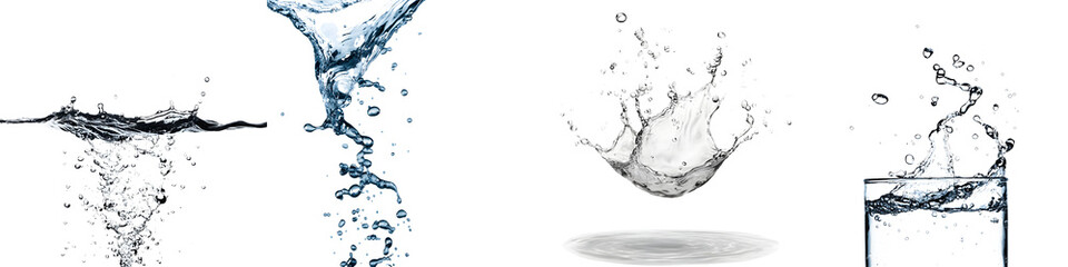 and energetic water splashes droplets and fluid movements captured in dynamic abstract compositions