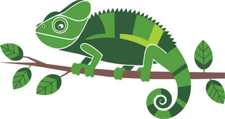 Obraz premium Cute cartoon funny chameleon isolated on white backround