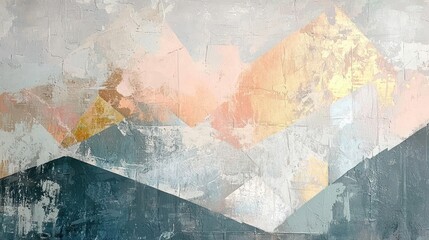 Abstract mountain range on textured wall art