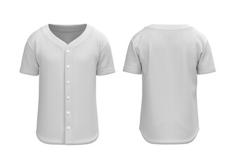 White mens baseball tshirt jersey front and back view for mockup
