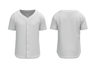 White mens baseball tshirt jersey front and back view for mockup