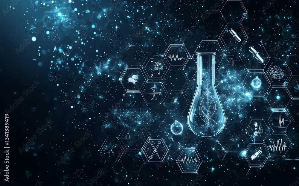 Poster vector abstract background combined with medical icon set for technology innovation concept design