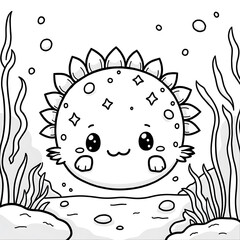 Bring the magic of cute sea creatures to life with this Kawaii Axolotl Coloring Page, designed for kids and adults who love adorable and simple coloring books. 