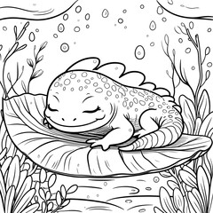 Bring the magic of cute sea creatures to life with this Kawaii Axolotl Coloring Page, designed for kids and adults who love adorable and simple coloring books. 