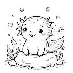Bring the magic of cute sea creatures to life with this Kawaii Axolotl Coloring Page, designed for kids and adults who love adorable and simple coloring books. 