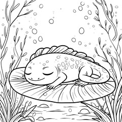 Bring the magic of cute sea creatures to life with this Kawaii Axolotl Coloring Page, designed for kids and adults who love adorable and simple coloring books. 