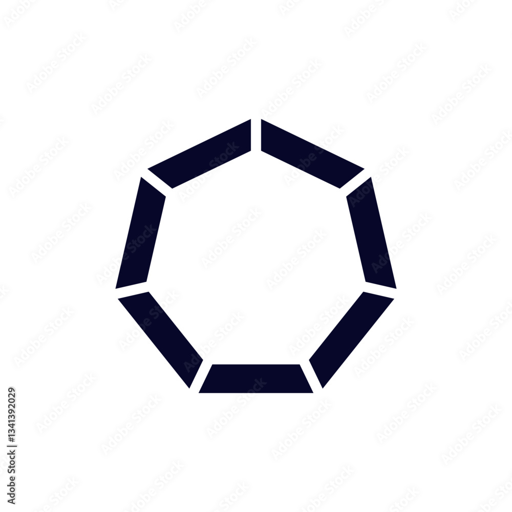 Poster a simple black hexagon with thick edges, symbolizing unity and balance. strong geometric design.